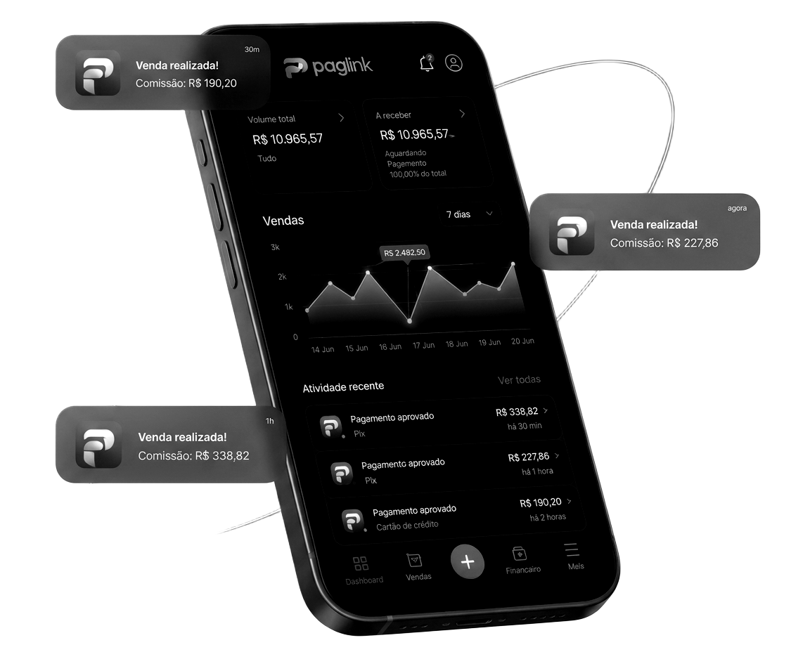 Aplicativo mobile Paglink em iOS e Android